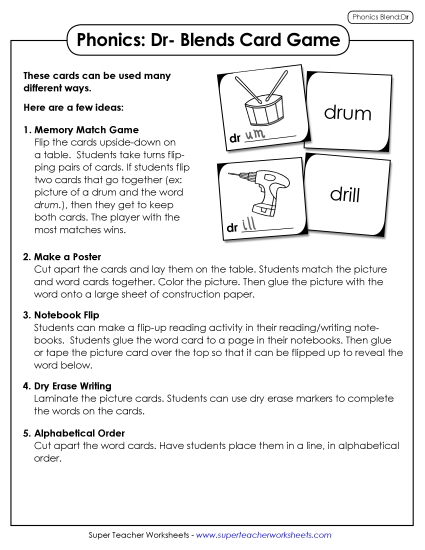 Phonics Card Game (Dr- Blends)