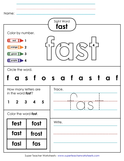 Worksheet 4: Fast