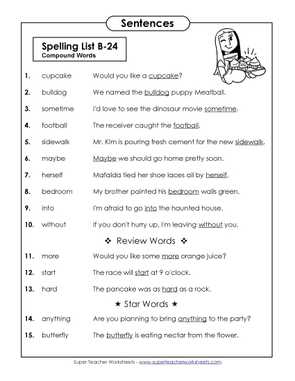 Spelling Test Sentences (B-24)