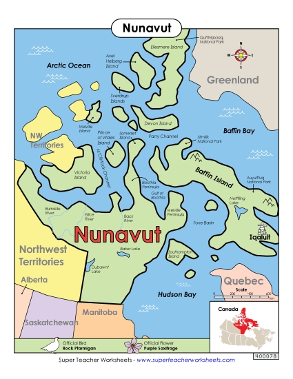 Nunavut Map (Full Colour)