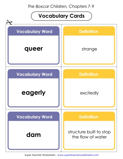 Vocabulary Cards for Chapters 7-9