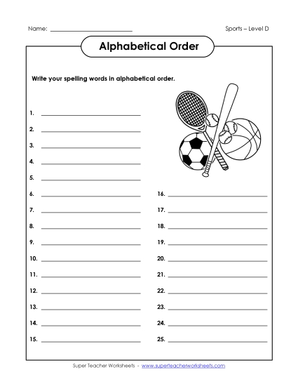 ABC Order: Write List