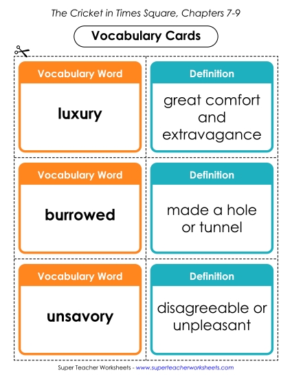 Vocabulary Cards: Chapters 7 - 9