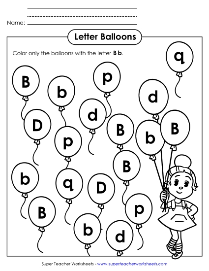 Letter B b Recognition - Balloons