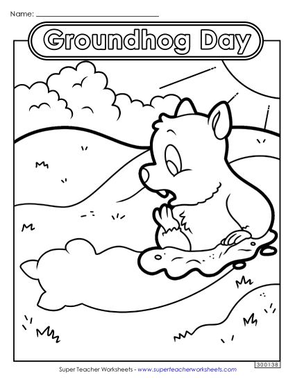 Groundhog Day Coloring Page