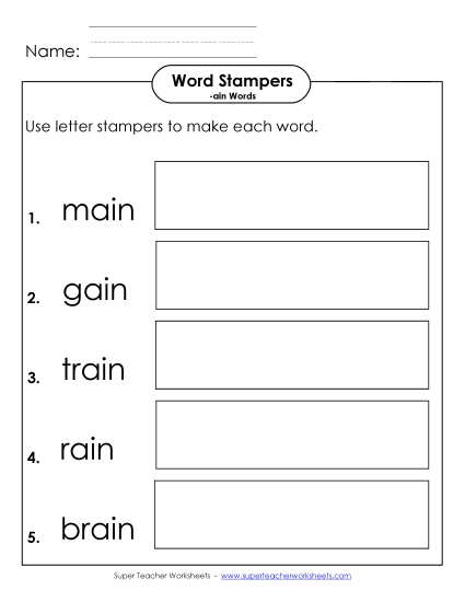 Letter Stampers Activity (-ain Words)
