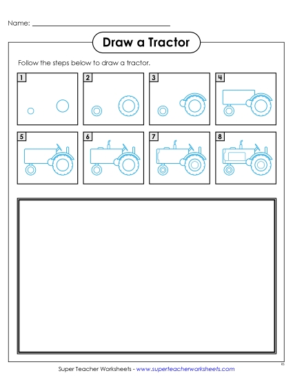 Draw a Tractor Learning To Draw Worksheet