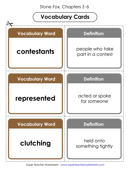 Vocabulary Cards for Chapters 5-6