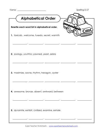 Alphabetical Order (D-27)
