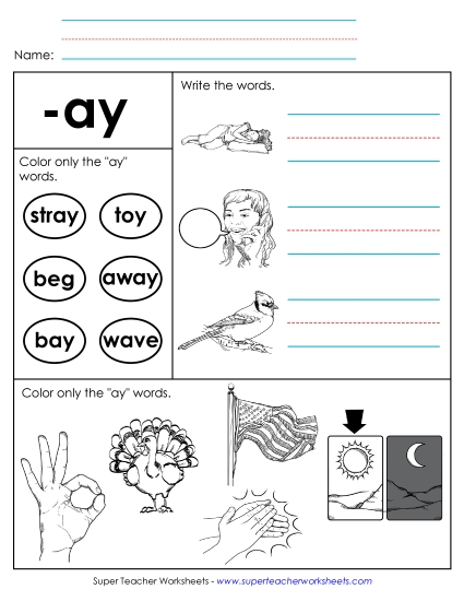 Worksheet 2 (-ay Words)