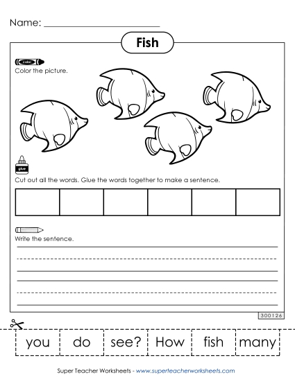 Build a Sentence: How many fish do you see?