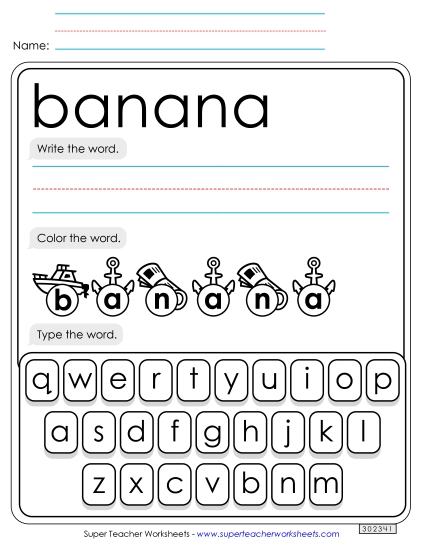Write, Color, Type: Banana