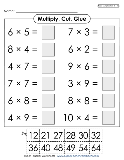 Multiply, Cut, Glue (0-10)