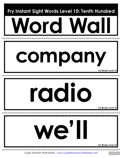 Word Wall: Level 10