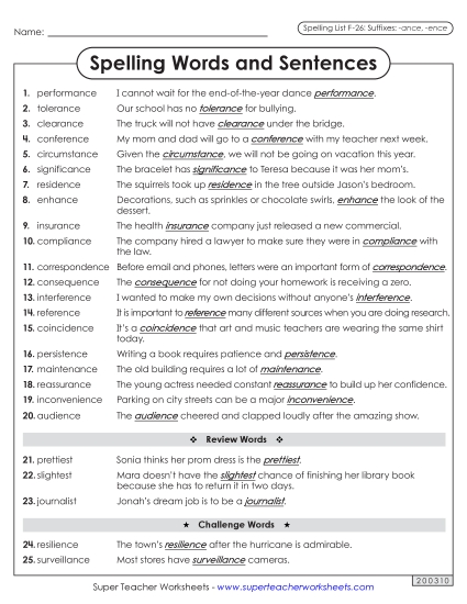 Spelling Sentences (F-26)