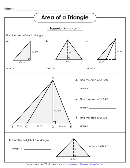 Areas of Triangles Practice (Intermediate)