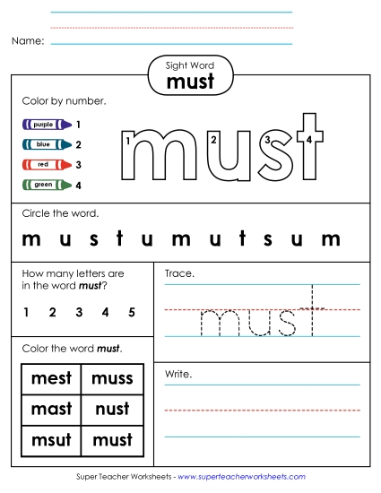 Worksheet 4: Must