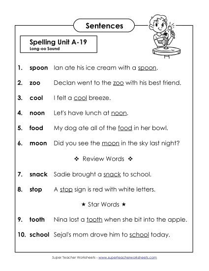 Spelling Test Sentences (A-19)