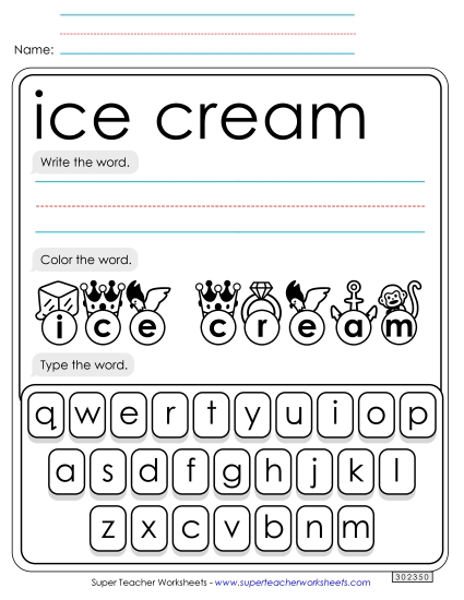 Write, Color, Type: Ice Cream