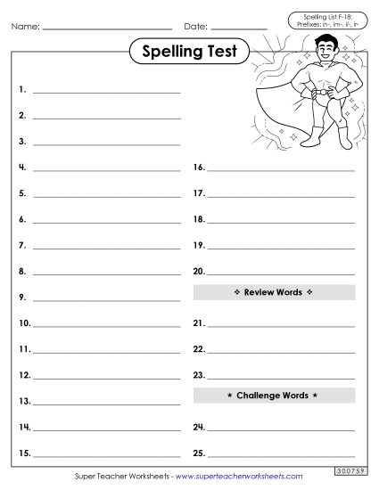 Spelling Test (F-18)