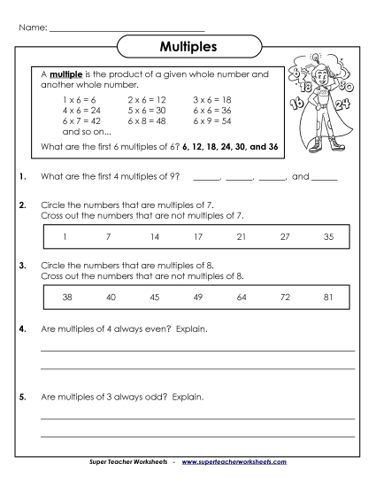 Multiples Worksheet