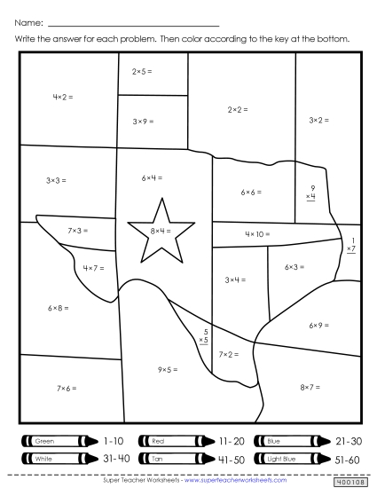 Texas Multiplication Mystery Picture