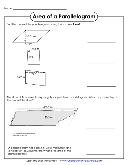 Area of a Parallelogram (Advanced)