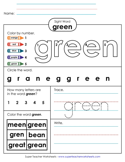 Worksheet 4: Green