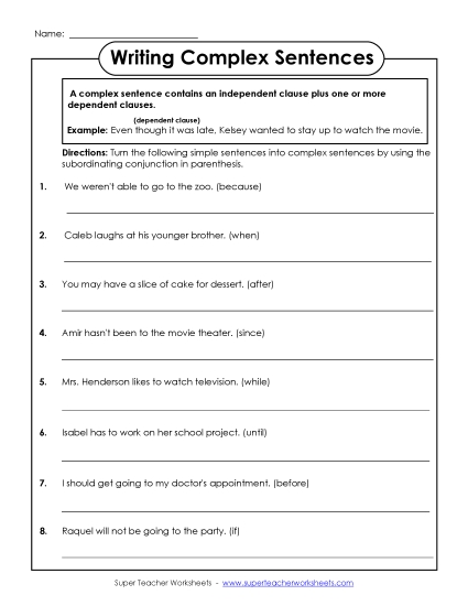 Writing Complex Sentences