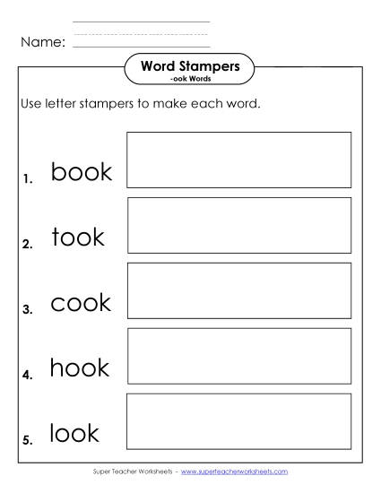 Letter Stampers Activity (-ook Words)