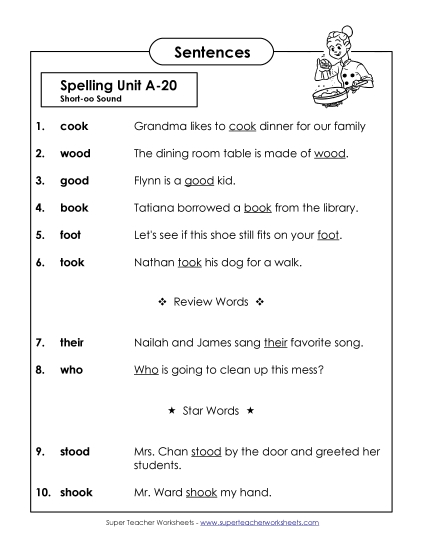Spelling Test Sentences (A-20)