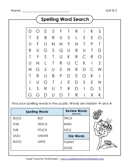 2nd Grade Spelling (Level B) Worksheets Learning Tool