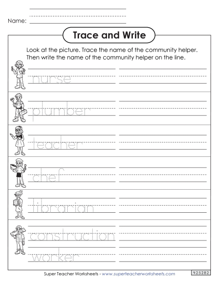 Job Titles Trace and Write (Worksheet 2)