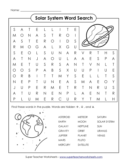 Word Search - Solar System