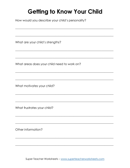 Getting to Know Your Child (Version 2) 