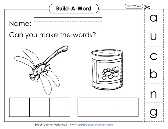 Build Words: Bug and Can
