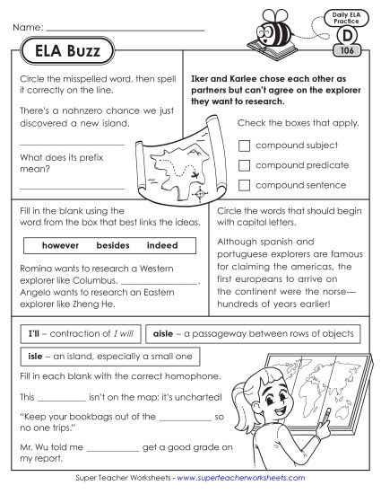 New ELA Buzz: Week 22<br>Worksheets 106 through 110 Worksheet