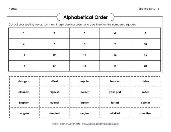 ABC Order: Cut and Paste (D-15)