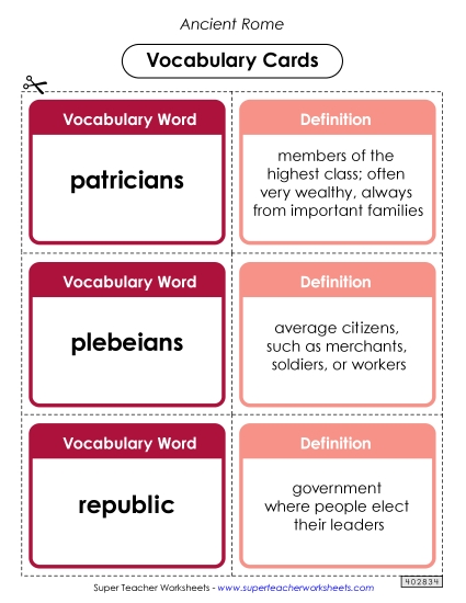 Ancient Rome Vocabulary Cards