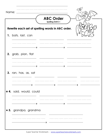ABC Order - Word Sets (B-1)