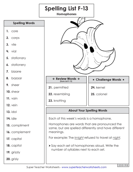 Spelling Word List (F-13)