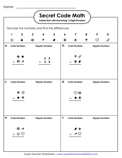 Secret Code Math:<br>2-Digit Subtraction