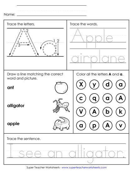 Letter A - Mixed Skills (Intermediate)