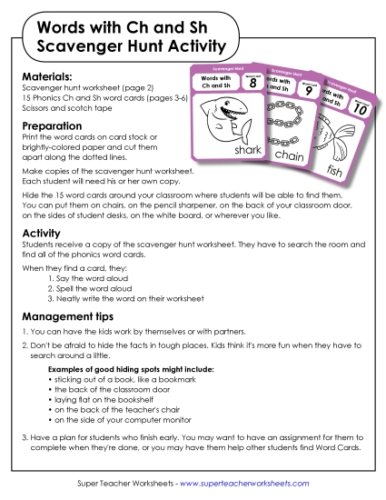 Scavenger Hunt (CH and SH Words)