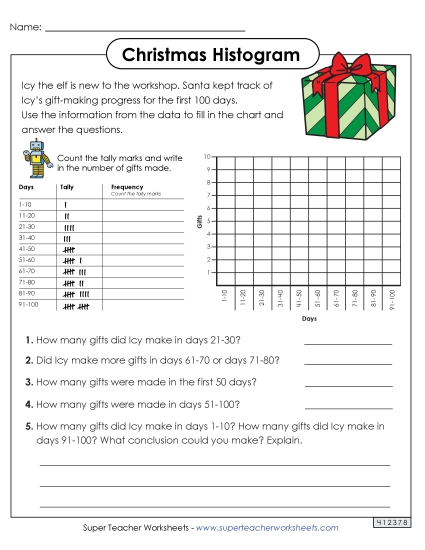 Christmas Histogram Worksheet