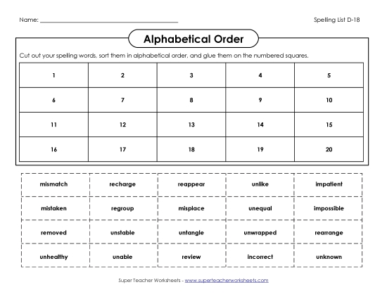 ABC Order: Cut and Glue (D-18)
