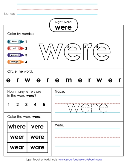 Worksheet 4: Were