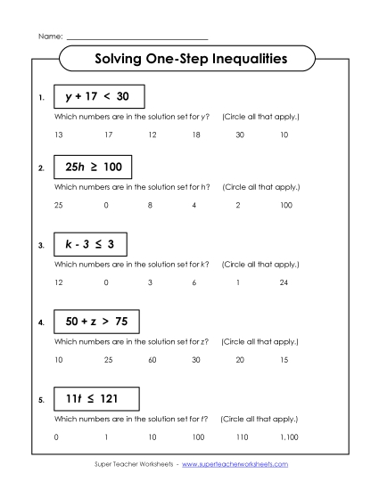 Inequalities: Solutions (Basic)