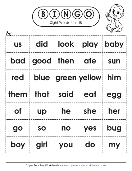 Sight Word Bingo (Unit 18)