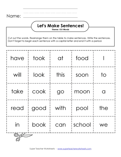Build Sentences: Cards